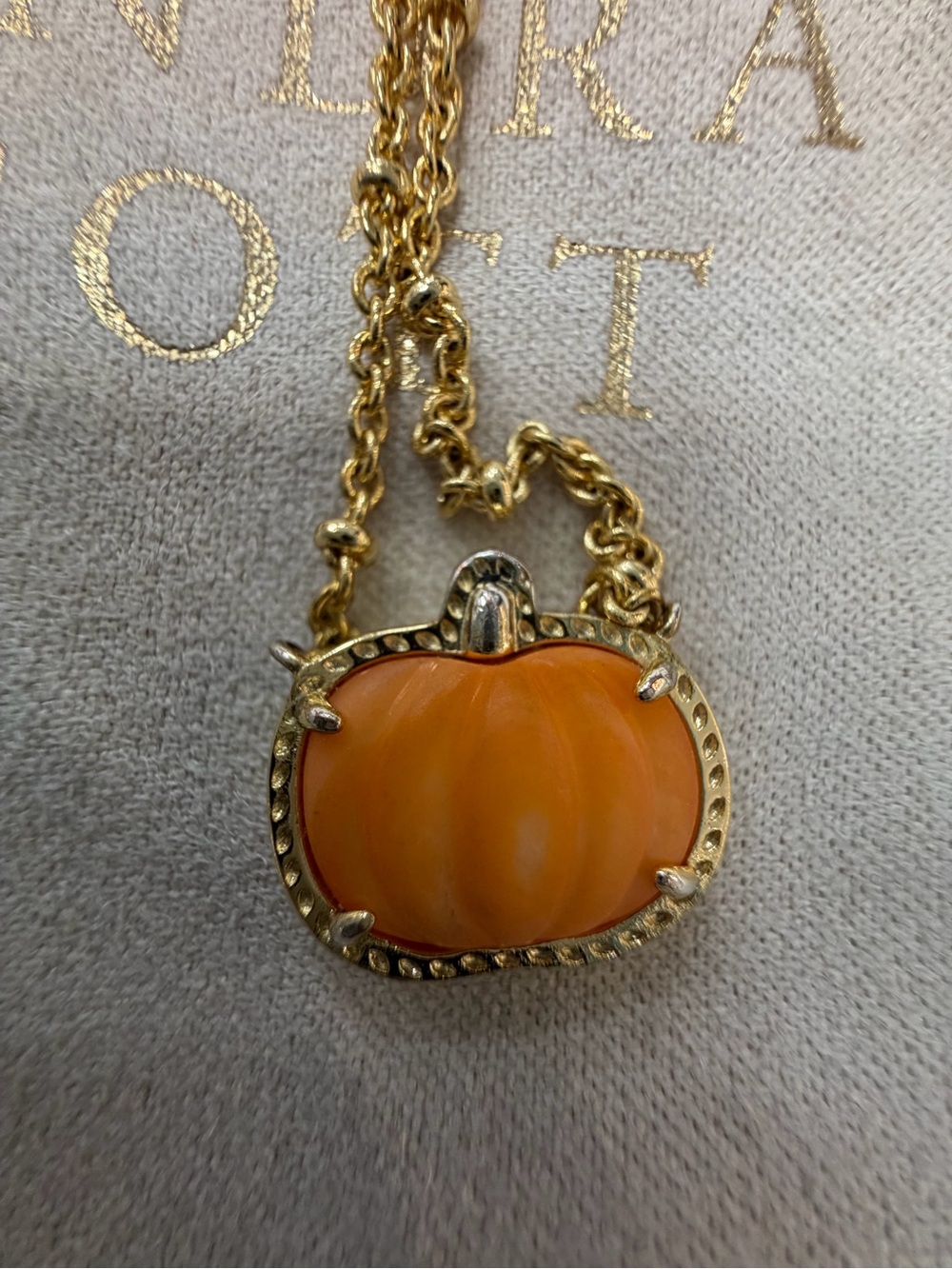 Kendra Scott Gold-Tone Orange Pumpkin Pendant Necklace - Women Jewelry